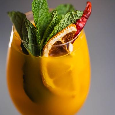 Mango cocktail drink, close up.