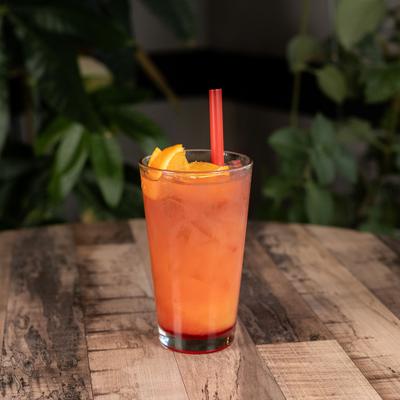 Refresher iced drink garnished with orange slices.