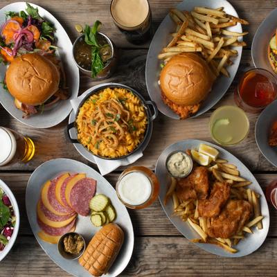 A top view of served food.