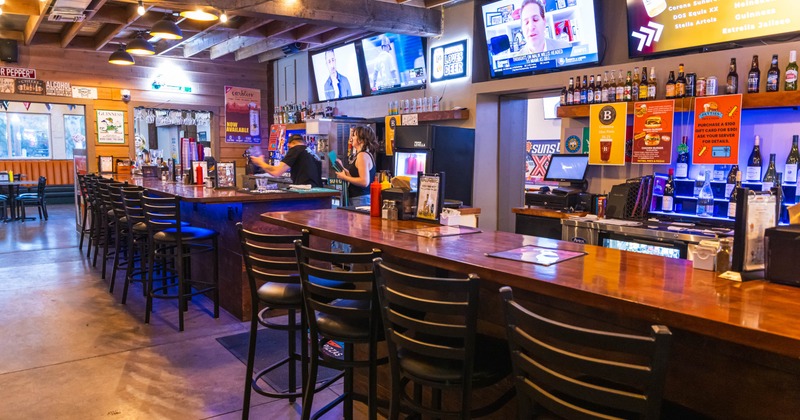 Bar area with bar stools