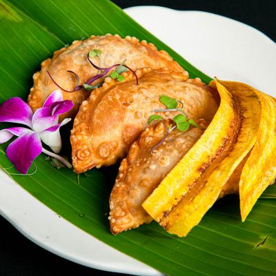 Served fried Empanadas.