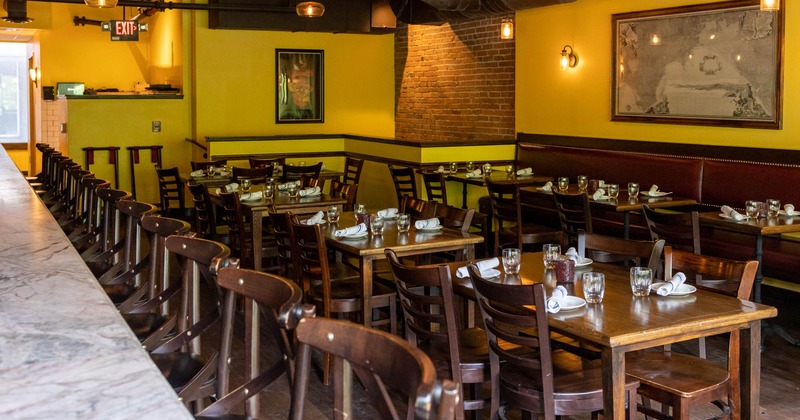 Interior, dining area, pictures on the walls