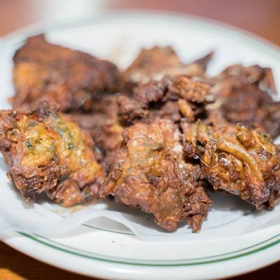 A plate of Indian fritters.