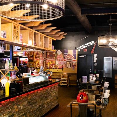 Interior, bar and seating area.