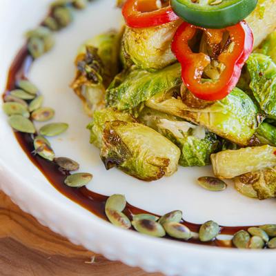 Crispy Brussels Sprouts appetizer plate.