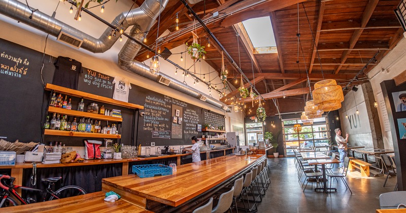 Intterior, diner area, wide view, tables, chairs