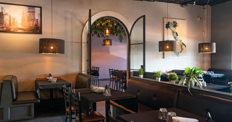 Interior, dining booths