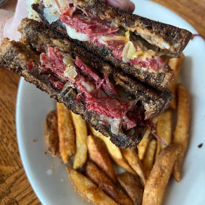 Rueben Sandwich and fries.
