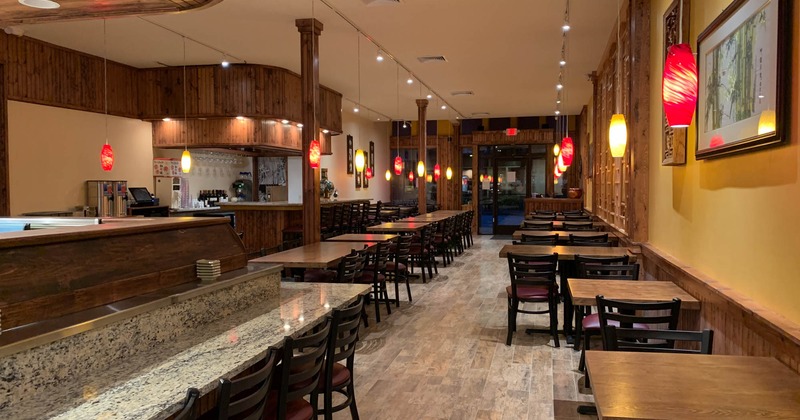 Interior, dining area, tables and chairs