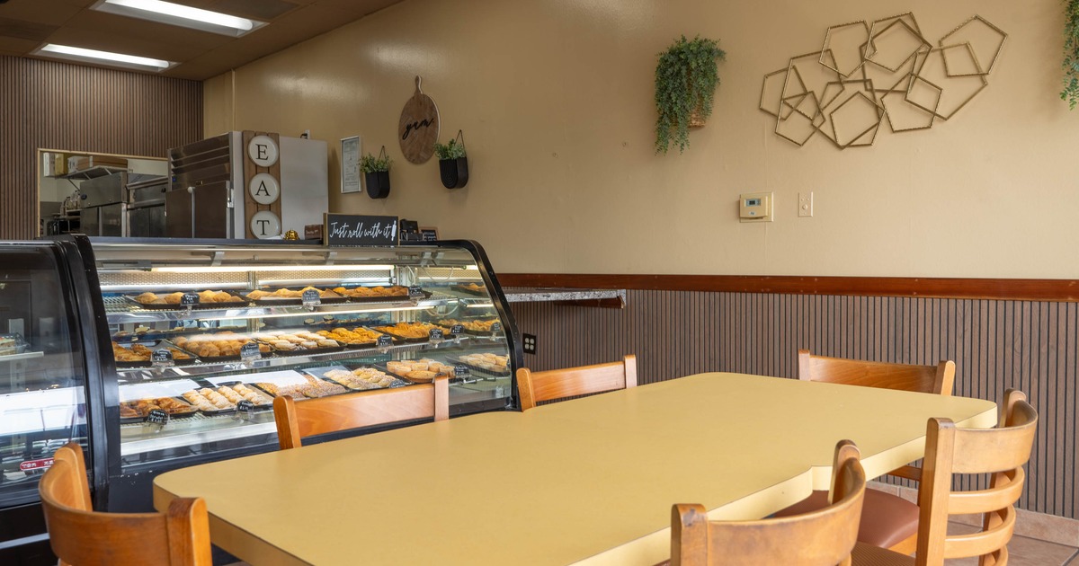 Interior, seating place near food display