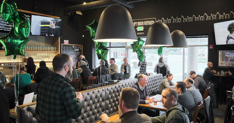Interior, seating area, guests having fun