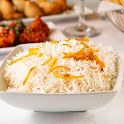 Cooked Basmati rice.