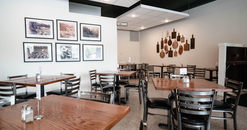 Diner area, tables and chairs