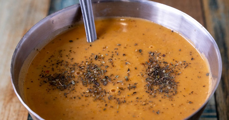 Lentil Soup, served, closeup