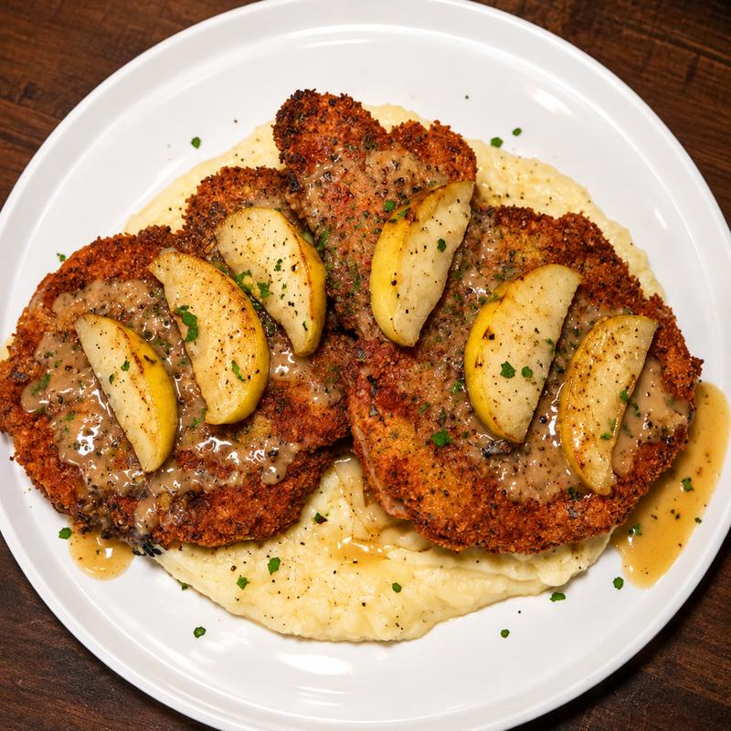 menu item 70 of 73, Cincinnati Goetta-Crusted Pork Chop