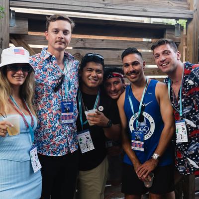 A group of people posing for a shot.