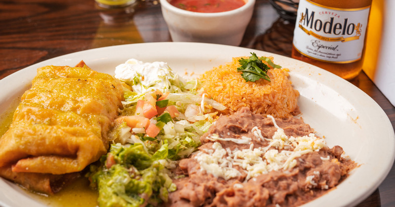 Mixed vegetables , rice and rolled pastry