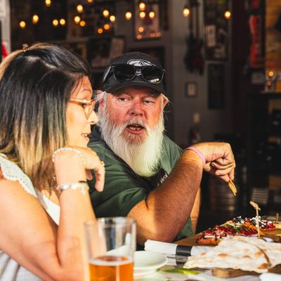 Diners during a meal.