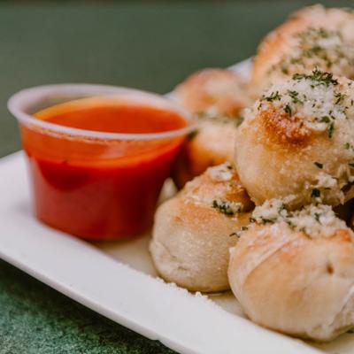 Garlic knots, closeup.