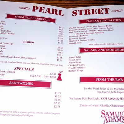 The menu on the table.