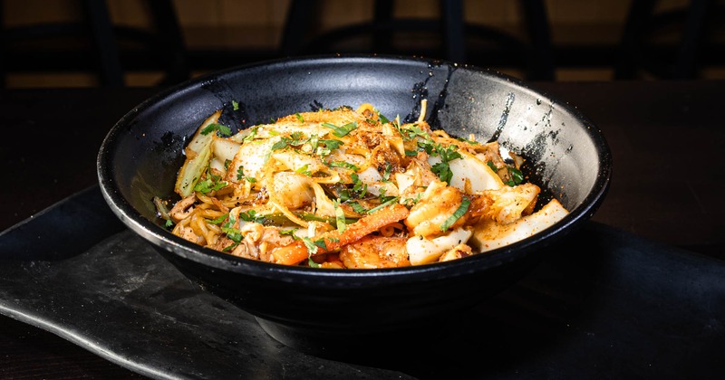 Asian noodle bowl, served