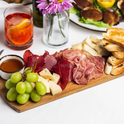 cheese and meat plate.