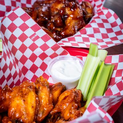 Served chicken wings.