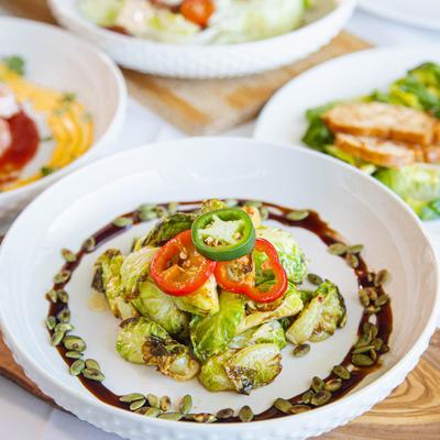 Crispy Brussels Sprouts starter dish.