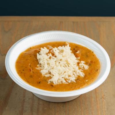 Etouffee served over white rice.