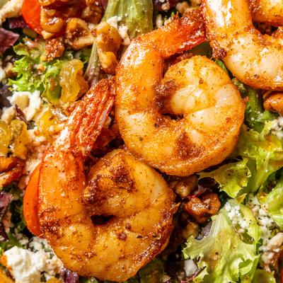 Shrimp salad, closeup.