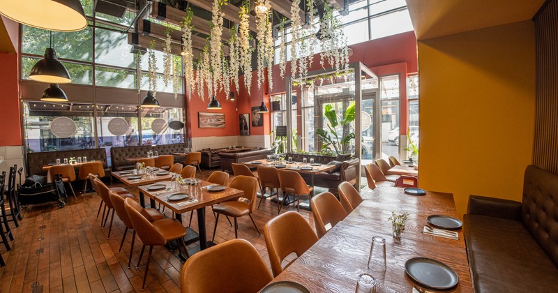 Interior, set tables ready for guests