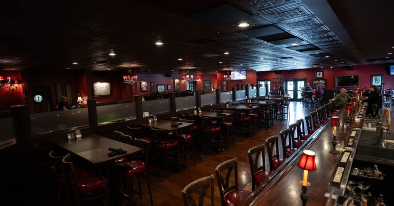 Interior, seating area with tables and chairs