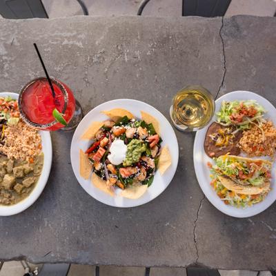 Various food and drinks.