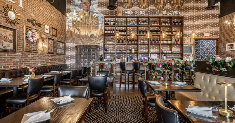 Diner area, tables, chairs, booths