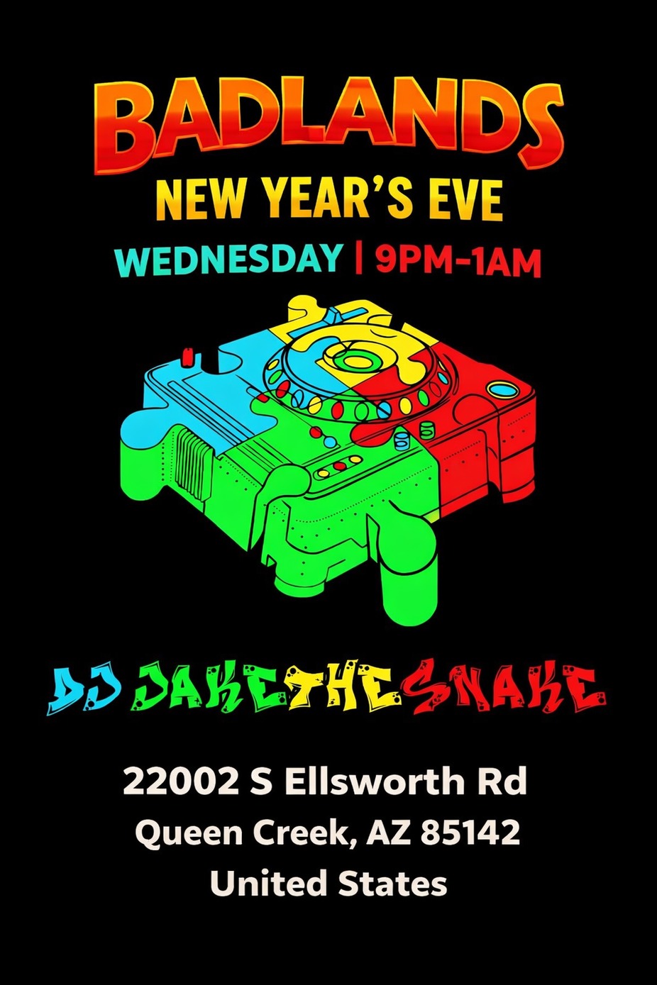 NYE @ Badlands with DJ Jake the Snake event photo