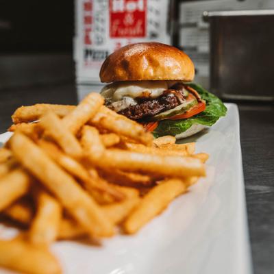 Mushroom Burger, angled view.