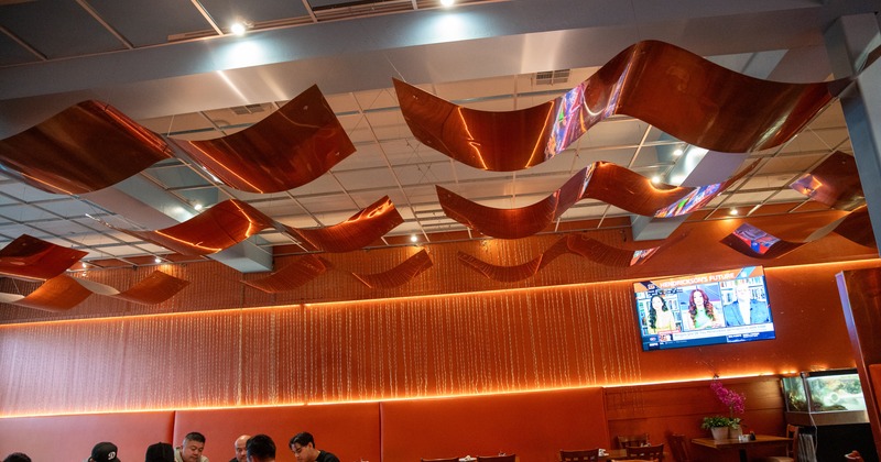 Diner room. wide view, ceiling details