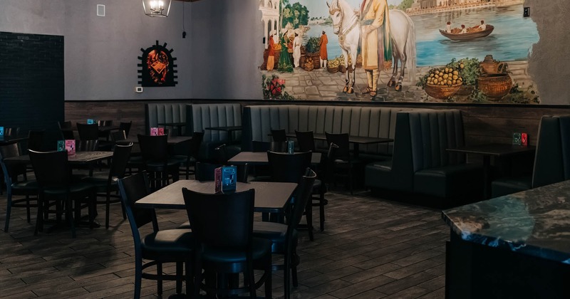 Interior, tables and chairs