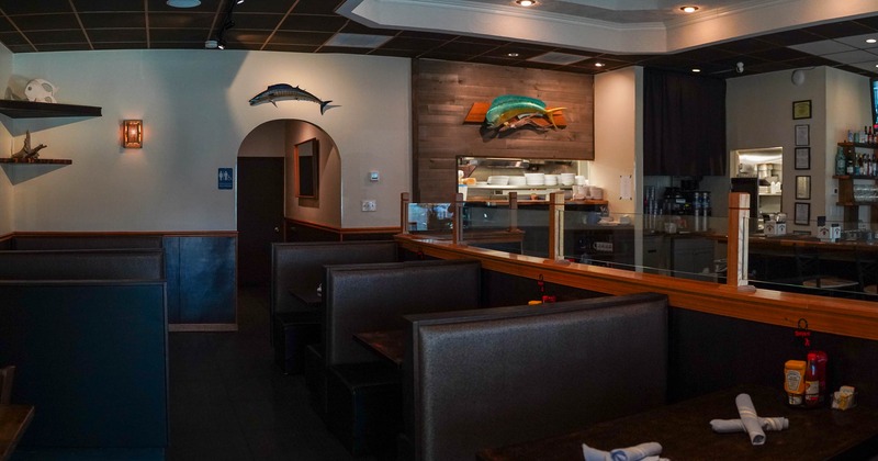 Interior of a restaurant with booths