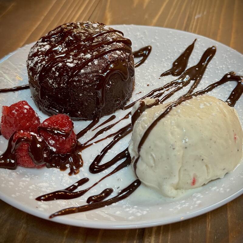 Gluten Free Chocolate Lava Cake with Vanilla Gelato photo