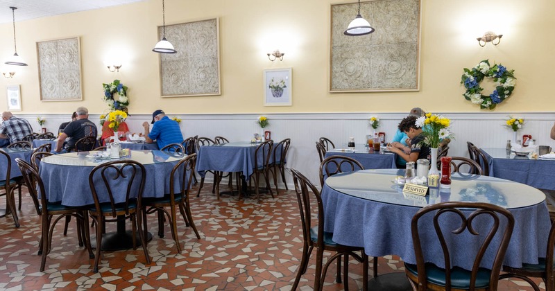 Interior, tables and chairs