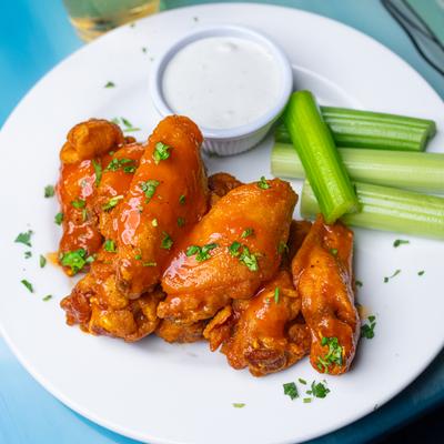 Sweet BBQ chicken wings.