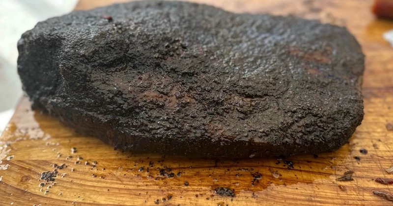 Smoked meat, angled view