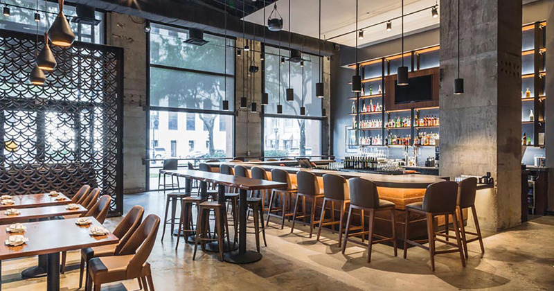 Bar area, tables and seats