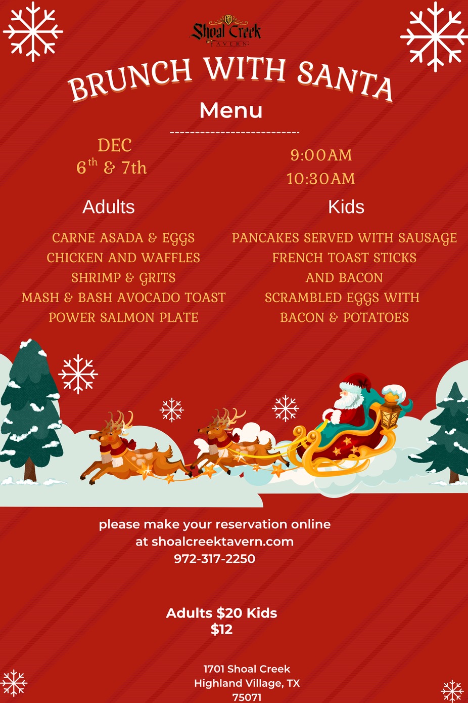 Brunch With Santa At Shoal Creek Tavern event photo