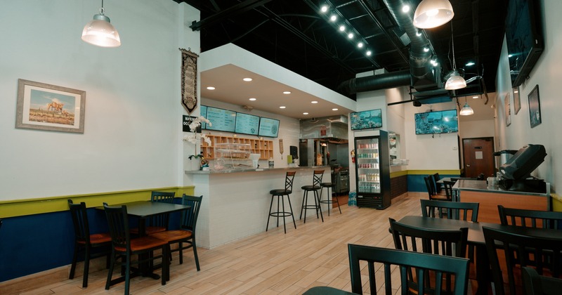 Interior space, dining area and bar counter