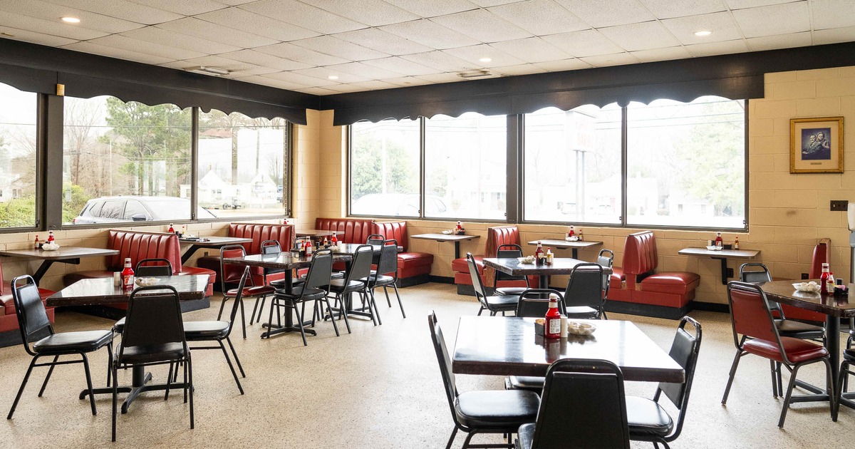 Interior, tables, chairs and booths ready for guests