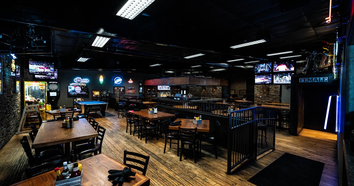 Seating area, tables ready for guests