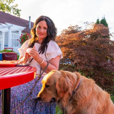 Customer with a dog.