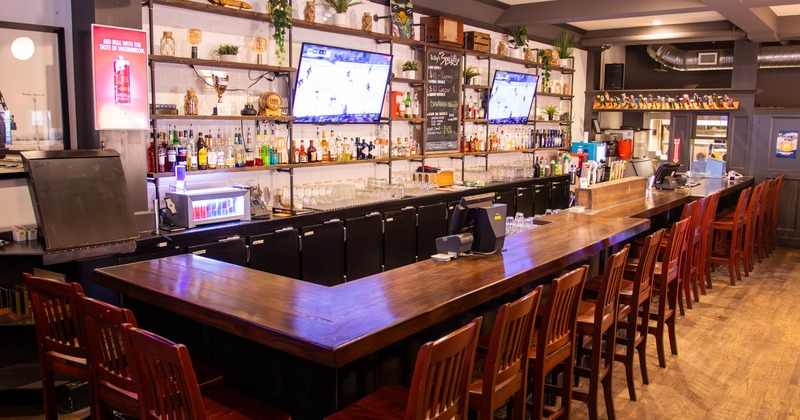 Interior, bar seating area